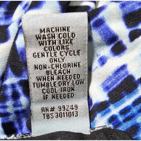 Catherines Maxi Dress 4X Blue Stretch Popover Sleeveless Black Trim Comfort Slit - Picture 12 of 13